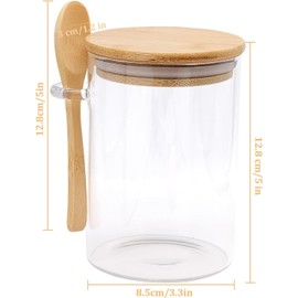 LATRAT 500 ml Round Storage Jars, Glass, Resists -20 °F to 450 °C, Decorative Kitchen Jars for Coffee/Tea/Sugar/Spices