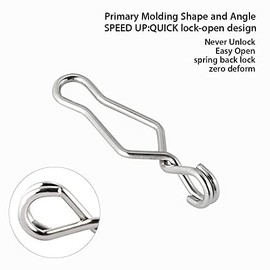 Dr.Fish - Paquete de 100 clips de velocidad de pesca de acero inoxidable, clips de señuelo de cambio rápido, broches de pesca de crankbait de agua dulce, broches rápidos de bloqueo rápido de 44 libras