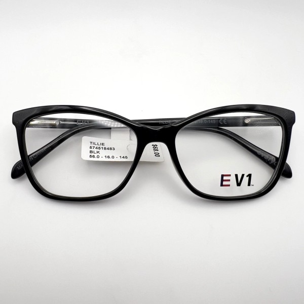 EV1 Tillie Eyeglass Frame Full Square Spring Flex Shiny Gloss