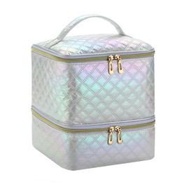 CTWWFS Nail Polish Organizer and Nail Lamp Case, Nail Kit Organizer Holds 30 Bottles (15ml - 0.5 fl.oz) and a Nail Lamp, Nail Polish Carrying Case with Manicure Tools Storage Sections (White)