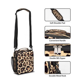 Pardick Leopard Lunch Box for Kids,Students Leopard Animal Skin Print Lunch Bag Tote with Adjustable Shoulder Strap,Insulated Thermal Girls Boys Lunchbox Cooler Bag for School Picnic Travel Outdoor