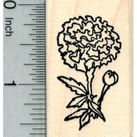 Marigold Flower Rubber Stamp, Summer Floral Series