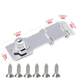 WANLIAN Heavy Duty Concealed Safety Hasp Lock, 2PCS Double Hinge Keyed, Flexible Link, Stainless Steel & Zinc Alloy, Indoor & Outdoor Use