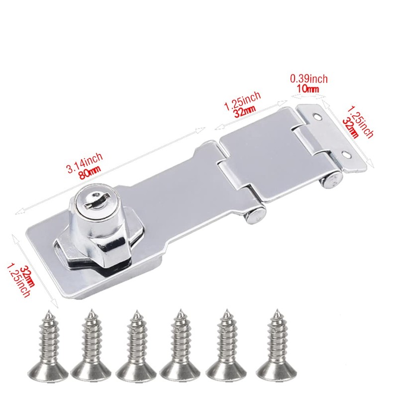 WANLIAN Heavy Duty Concealed Safety Hasp Lock, 2PCS Double Hinge