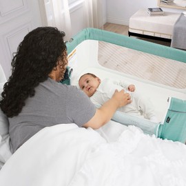 Dream On Me Zimal Bassinet & Bedside Sleeper/Breathable Mesh Panels/Airflow & Easy Visibility/Adjustable Height Options/Lightweight/Mobile/JPMA Certified/Mint