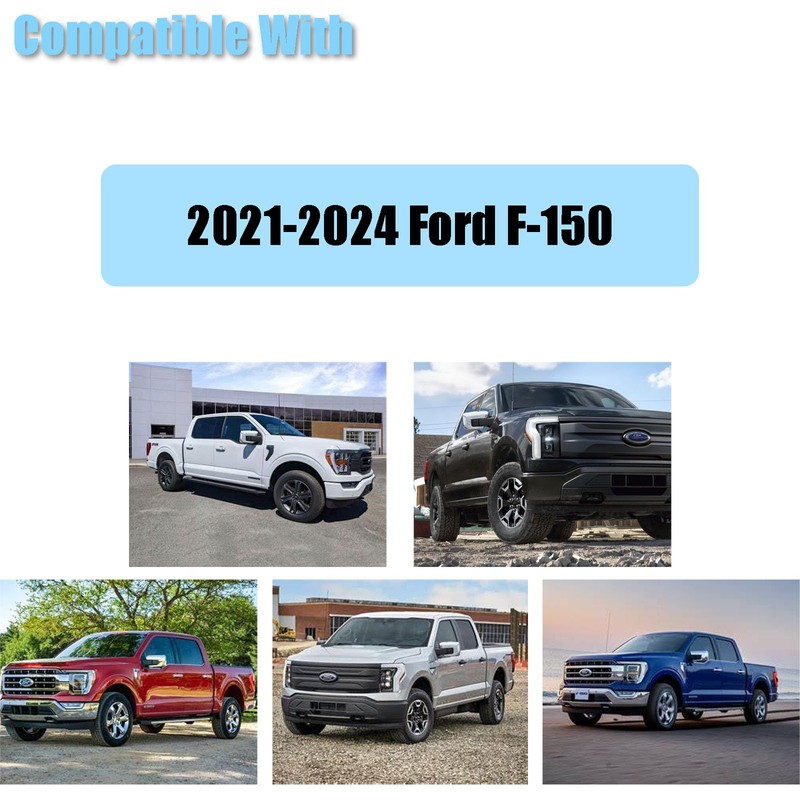 AUCERAMIC Chrome Mirror Covers Fit for Ford F150 2021-2024 Side