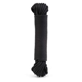 Rope Ratchet 1/8", 50 ft Solid Braided Polypropylene Rope, Heavy Duty, All Purpose, Utility Cord Tie Down Rope for Camping, Tie, Pull, and Knot, Indoor and Outdoor Use - Black