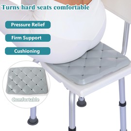 Waterproof Shower Cushion Seat Pad for Bath Bench, Chair, Bathtub, or Walk-in Tub, Non-Slip Foam Bath Seat with Drain Holes, Tailbone Relief Support Padded Bench Cushion for Seniors Inside Shower