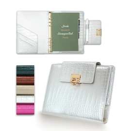 EGOSUNNY® Crocodile-Embossed A5 Refillable Leather Planner – 5.8" x 8.3" Crocodile-Textured Leather Cover, Refillable 6-Ring Binder with 80 Sheets, Dividers & Metal Ballpoint Pen - Fashion-Inspired Organizer for Professional Women, Work & Meetings