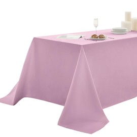 Aocoz Rectangular Tablecloths 90x132 Inch 2 Pack Pink Polyester Washable Decorative Rectangle Table Cloths for Dining Table Banquets Buffet Parties and Wedding