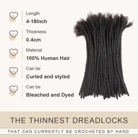 originea Daixi 0.4Cm Y 0.6 0.8Cm Opciones De Espesor 16" 60 Hilos 100% Real Permanentes Loc Extensiones Cabello Humano Completo Hecho A Mano Cabello Humano Dreadlock Extensiones Para Hombre/Mujeres/Ni