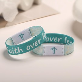 Daily Bible Verse Bracelet Scan for Men Women Wearable Bible Bracelet Christian Scripture Bracelets Catholic Inspirational Religious Gifts (Faith over fear)