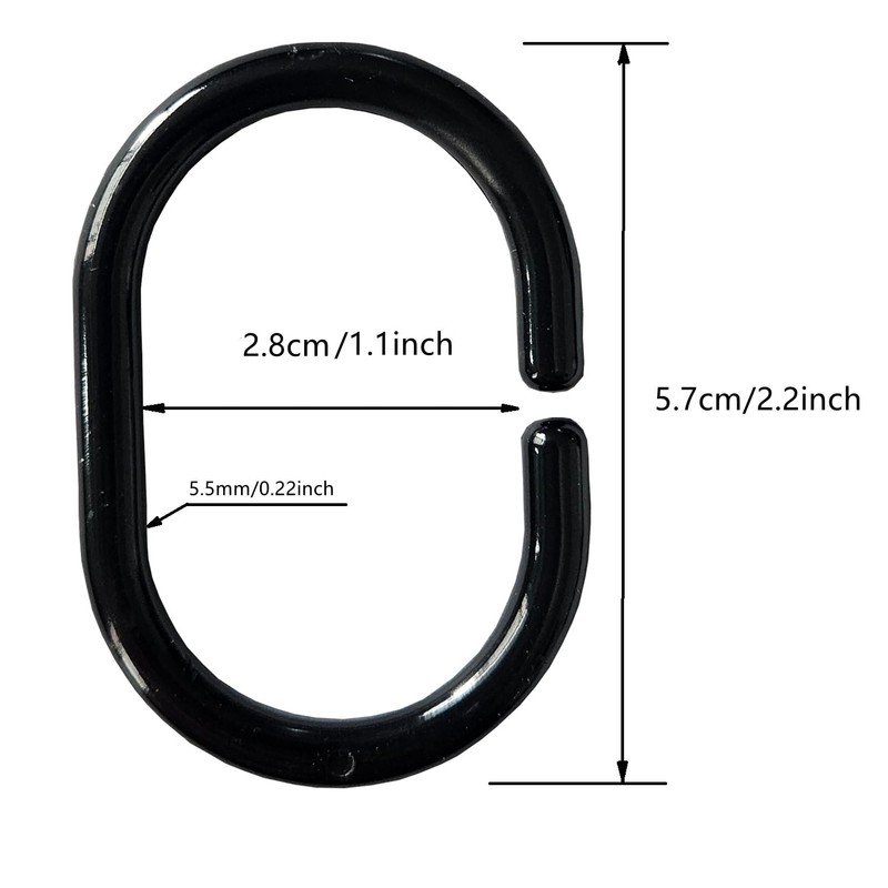 Plastic Shower Curtain Rings Hooks for Bathroom Shower Window Rod