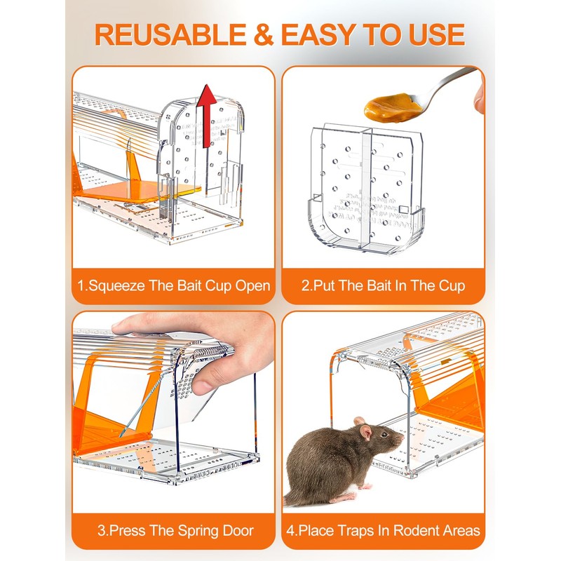 TAKRINK Live Mouse Trap, Set of 2, Animal-Friendly Mouse Trap,