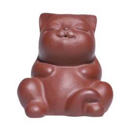 MagiDeal Miniature Cat Statue Tabletop Decoration Modern Artwork Purple Clay Tea Pet Mini Kitten Figurine for Living Room Office Home, Red