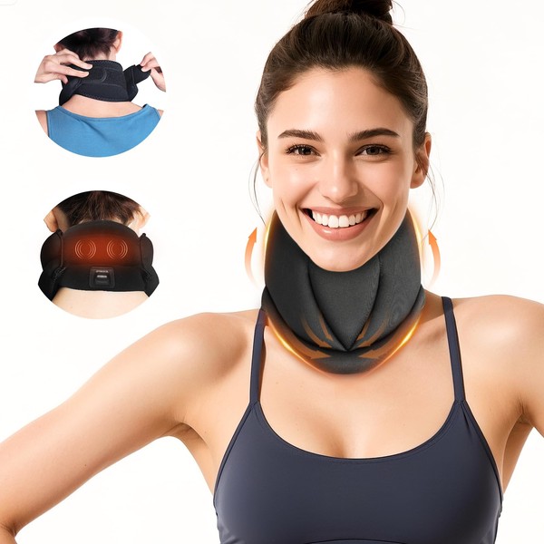Heated Neck Braces for Neck Pain and Support, Adjustable Soft