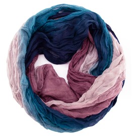 Gloop Women's Scarf Light Loop Scarf Tube Scarf with Colour Gradient Various Colours, Dark blue-dusky pink