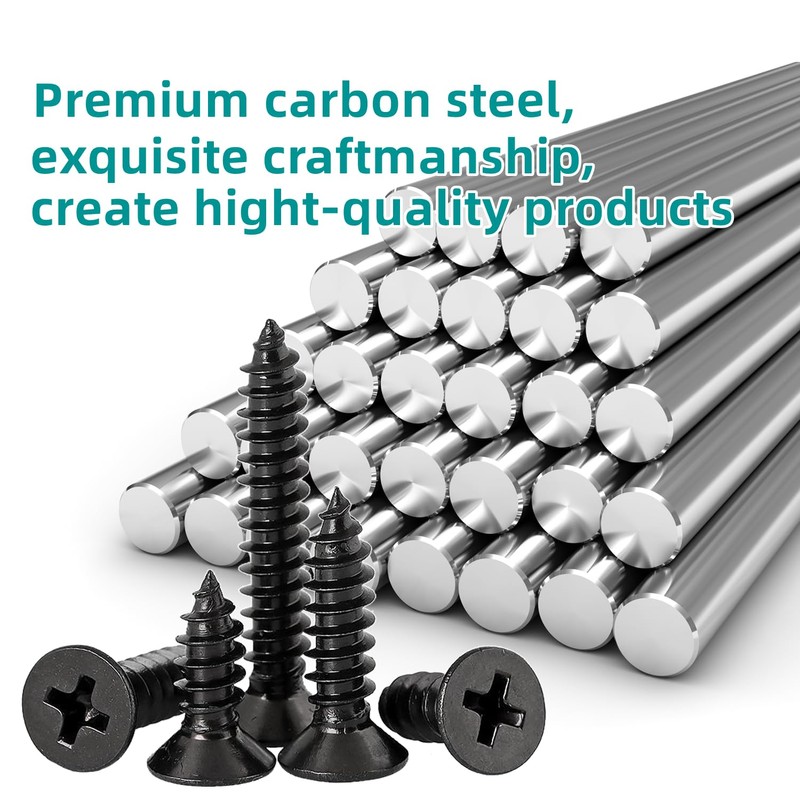 EBAIJQUO M5*25mm Phillips Flat Head Wood Screws Black Xylan Coated