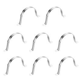 sourcing map 8Pcs Rigid Pipe Straps, 100mm(3.94") 304 Stainless Steel 2 Hole U-Shaped Bracket Tube Hanger Pipe Clamps for Fixing Pipe Cable