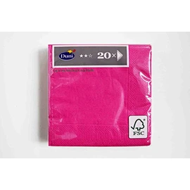 Duni Cocktail Napkins 3-Ply Tissue Plain Fuchsia 24 x 24 cm Pack of 20