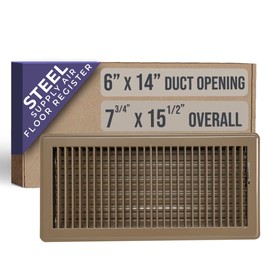 Fits 6x14 and 14x6 Duct Opening | Floor Register with Louvered Design by Handua | Heavy Duty Walkable Design with Damper | Floor Vent Grille | Easy to Adjust Air Supply Lever | Brown