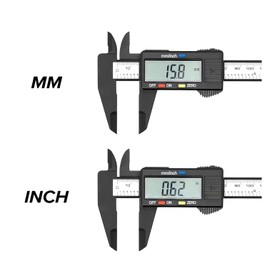 Electronic Digital Vernier Caliper, 0-150mm/0-6'' Carbon Fiber Micrometer w/LCD, Inch MM Fraction Conversion, Auto-off Tools External, Internal, Depth & Pitch Measurements,