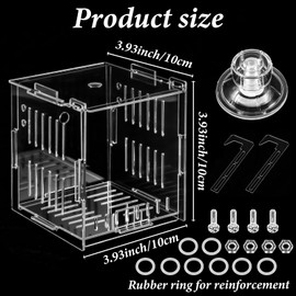 Acrylic Fish Breeding Box Fish Isolation Box with Suction Cups Quarantine Fishes Tank Separator for Aquarium Acrylic Hatching-Box for Small Baby Fishes Clownfish Guppy Shrimp