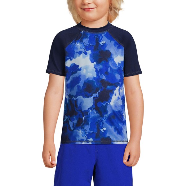 Lands' End Boys Chlorine Resistant Crew Neck Rash Guard Electric
