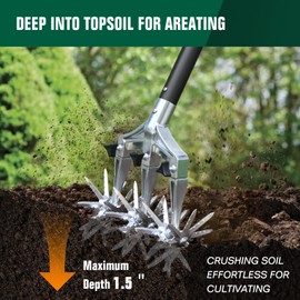 Altdorff Upgrade Rotary Cultivator Garden Tool, Hand Tiller Cultivator with Detachable Thicker Tines&Strong Force Handle, Cultivators for Gardening, Loosening, Tilling, Prepare for New Cultivating