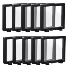 Fowecry 10X Black 3D Floating Case 3D Floating Case Holder Coin Floating Display with Base for Coin Medallions Jewelry