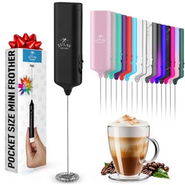 Mini & Mighty Milk Frother Wand – Powerful Handheld Coffee Frother, Battery Operated Drink Mixer – Compact Pocket Size – Detachable Whisk for Latte, Cappuccino, Matcha, Hot Chocolate – Black