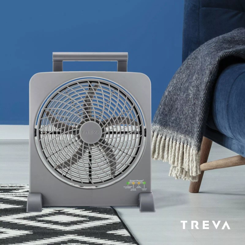 TREVA 10" Smart Power Rechargeable Fan with AC/DC Adapters