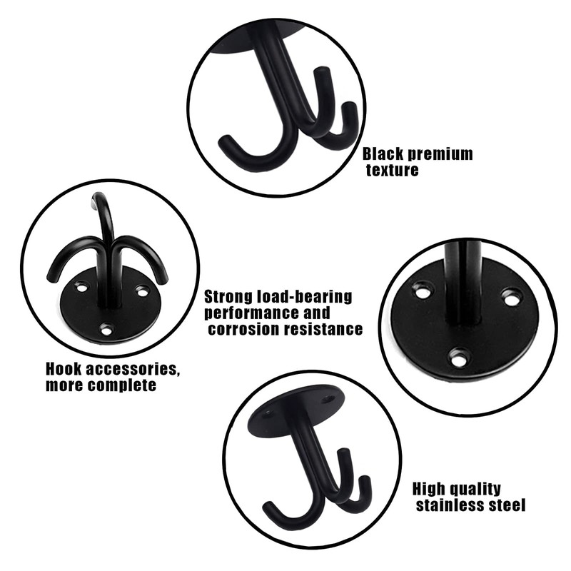 Ymaiss 4Packs Stainless Steel Mount Ceiling Hooks with 3 Hooks,