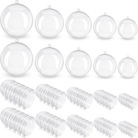 Jenaai 100 Clear Christmas Ornament Clear Plastic Ornaments Decorative Hanging Spheres Christmas Clear Plastic Fillable Ornaments Ball for Home Xmas Party Holiday Valentines Day Wedding Decor, 5 Sizes
