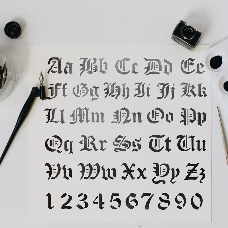 BENECREAT Matte Metal Letters Stencils, Gothic A to Z Alphabet