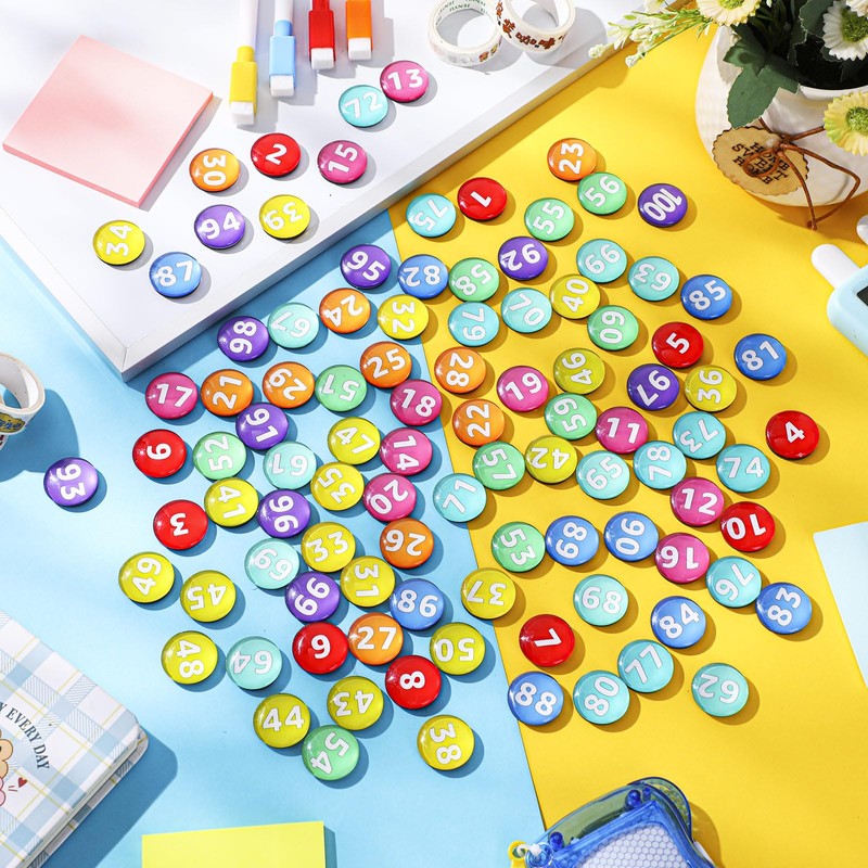Tellegloww 1-100 0.98" Glass Magnetic Numbers for Whiteboard,Rainbow Color