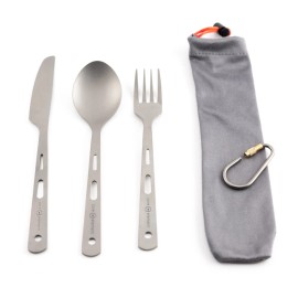 Core Element 100% Titanium Three-piece Utensil Set Fork Knife Spoon Ultralight Core Element