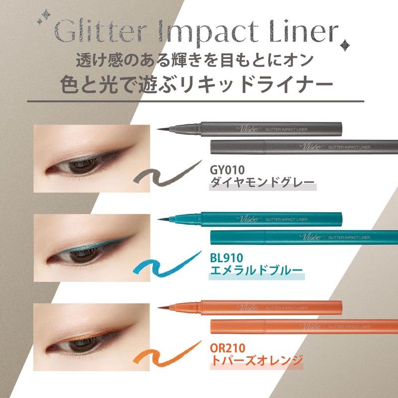 Visee Riche BL910 Glitter Impact Liner, Emerald Blue, 0.01 fl