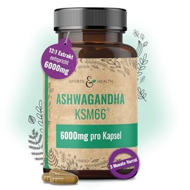 Ashwagandha KSM-66 Capsules - Ultra High Dose 6000mg per Capsule - Pure Extract without Additives - 100 Ashwagandha Capsules - KSM66 Withanolide