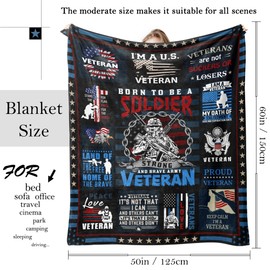 QUWOGY Veterans Day Gifts/Decorations Bulk - Vietnam Veteran Gifts Blanket 60"x50" - Veteran Gifts for Men - Navy/Air/Army Veteran Gifts Blankets - Unique Gifts for Veterans - Hard Head Veterans