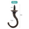 Fippy 20PCS Vintage Screw in Hooks Antique Carving Cup Hook