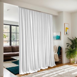 Floor to Ceiling Curtains for Wall Ceiling Mount Track - Blackout Privacy Room Divider Curtains for Ceiling Track System or Rod With Hooks - Soundproof Room Separator Extra Wide Curtains, 1 Panel