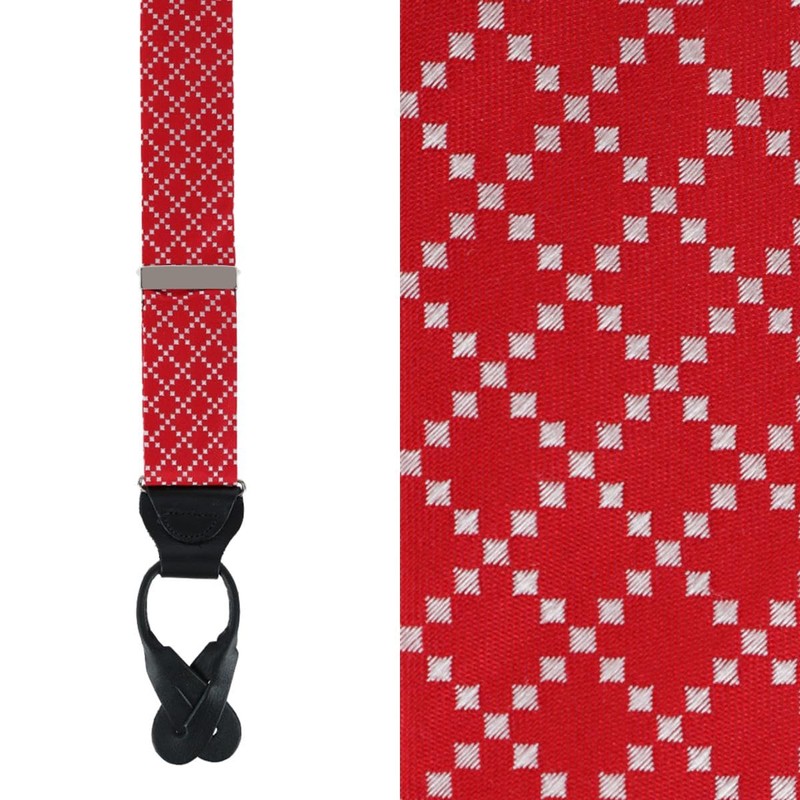 Trafalgar Men's Rowan Geometric Pattern Silk Button End Braces (Suspenders),