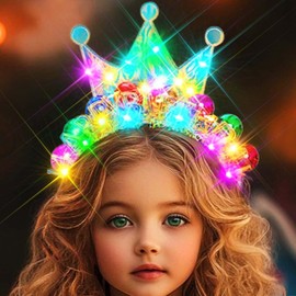 Zoestar Light Up Happy Birthday Crown Headband Ball Hat Birthday Party Hair Accessories (Colorful, One Size)