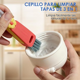 3PCS Cepillo para Botellas, Genérico Cepillo Limpieza Tapa Taza 3 en 1 para Grietas y Espacios Reducidos Entre Botellas, Cepillo Limpieza Multifuncional, Cepillo Portátil para Limpiar Tapas y Vasos