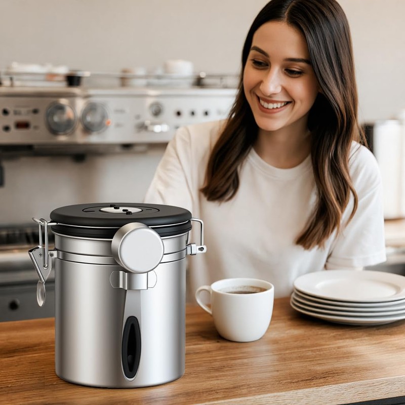 ShanSon Coffee Canister Airtight Coffee Container Stainless Steel Coffee Bean