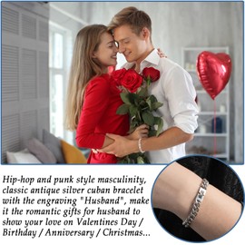 YBISNAIRE Valentines Day Gift for Men Husband from Wife, Romantic gifts for husband Birthday Anniversary Ideas Gifts To My Husband Cool Mens Cuban Bracelets for Him Christmas Retirement Fathers Day