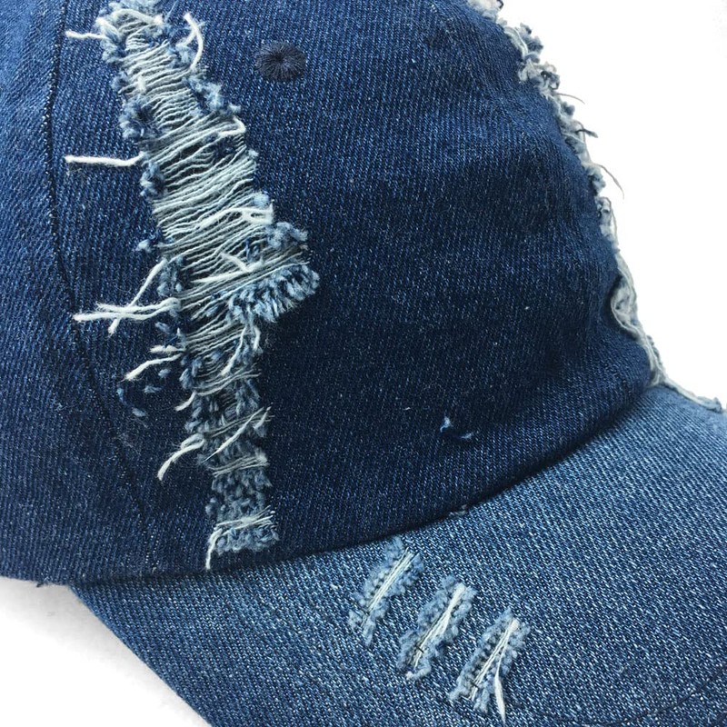 Kangqifen Men's Women's Distressed Distressed Distressed Denim Washed Cotton Baseball