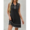 Wenrine Womens Sleeveless Mini Dress Casual Collared V Neck Contrast