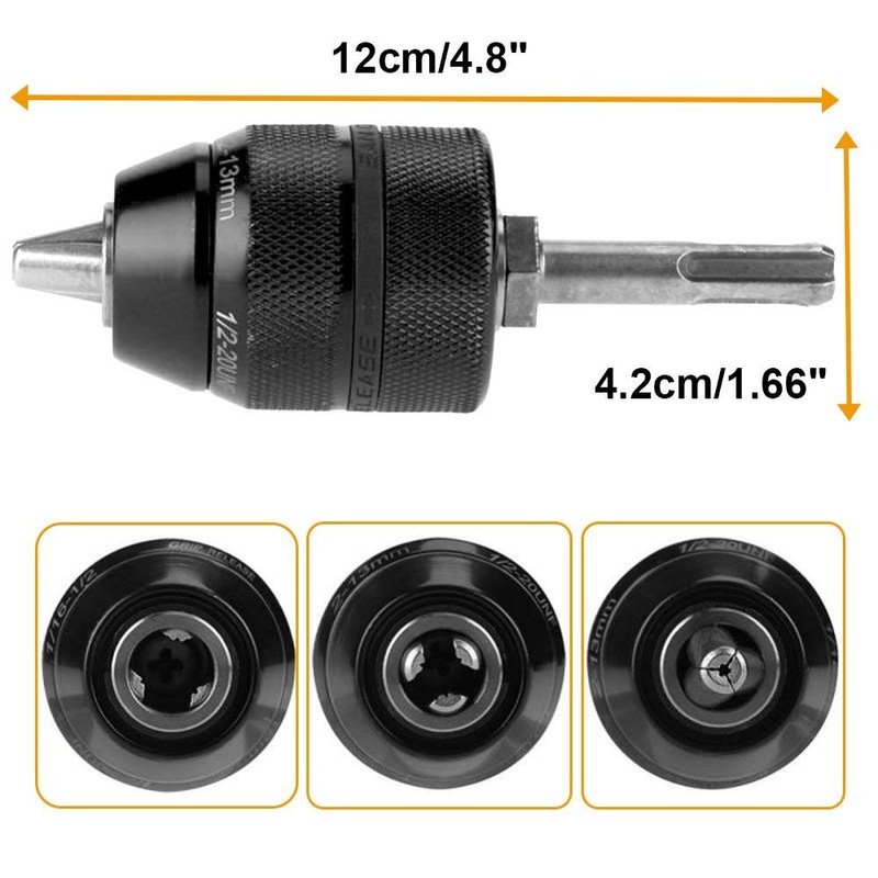 Keyless Drill Chuck 2-13 mm 1/2-20UNF with Adapter Drill Chuck